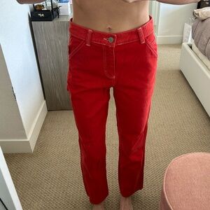 Urban Outfitters BDG High-Rise Straight Leg Red Utility Carpenter Pants